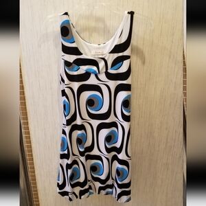 Stylish Blue and Black Women's Dress - Large